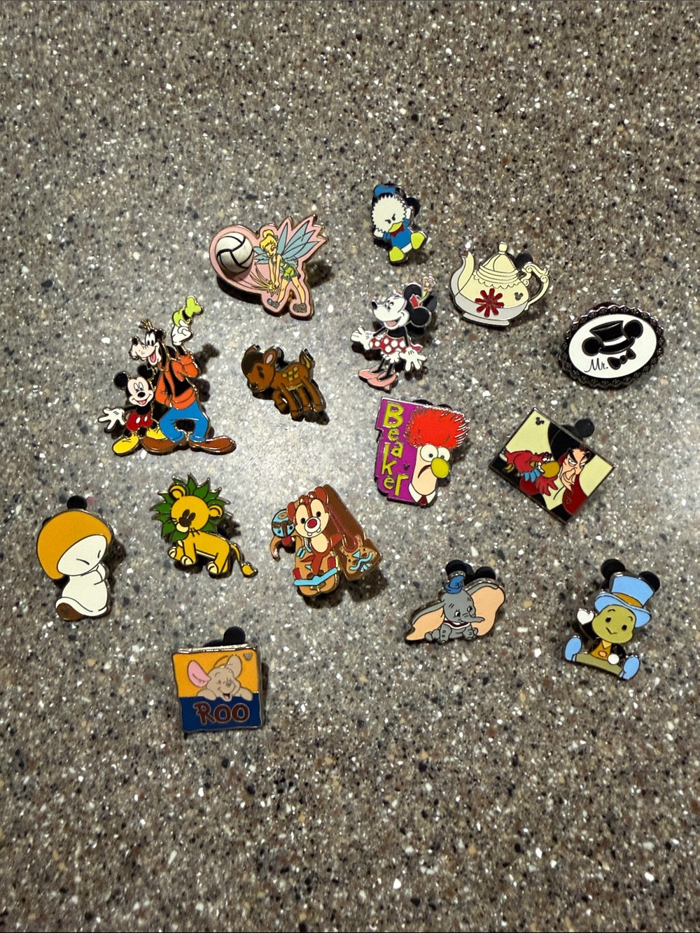 Set of 15 Disney Mixed Character Enamel Pin Lot - Mixed